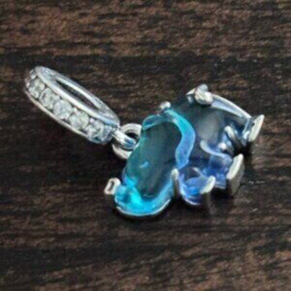 Authentic Blue Murano Glass Elephant Dangle Pandora Charm - Picture 3 of 5